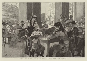 Afternoon in the Piazza San Marco, Venice, the Cafe Florian